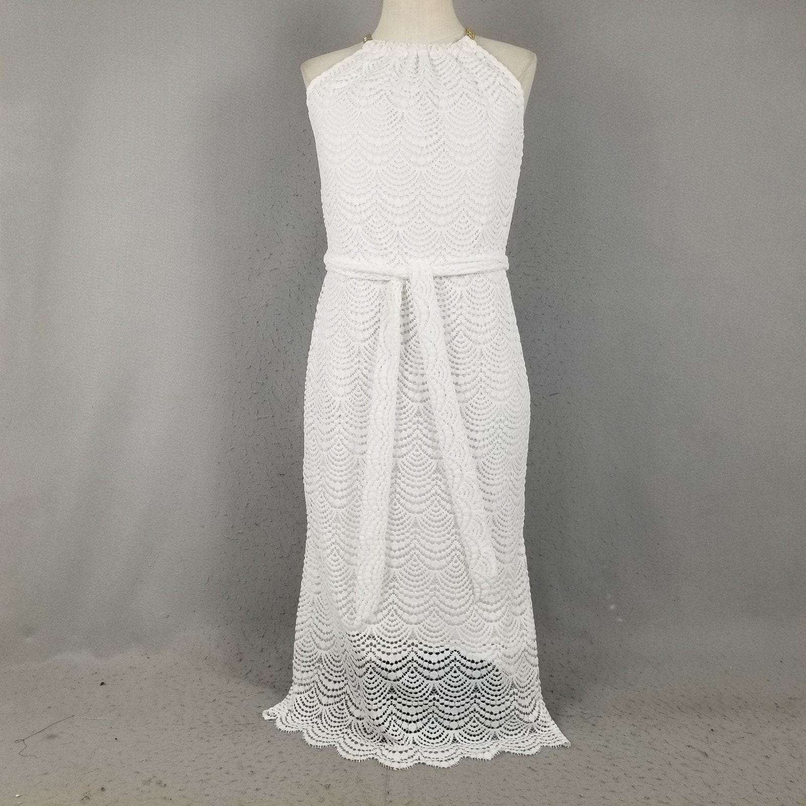 Lilly Pulitzer Bingham Lace Crochet Midi White Dress Womens Medium